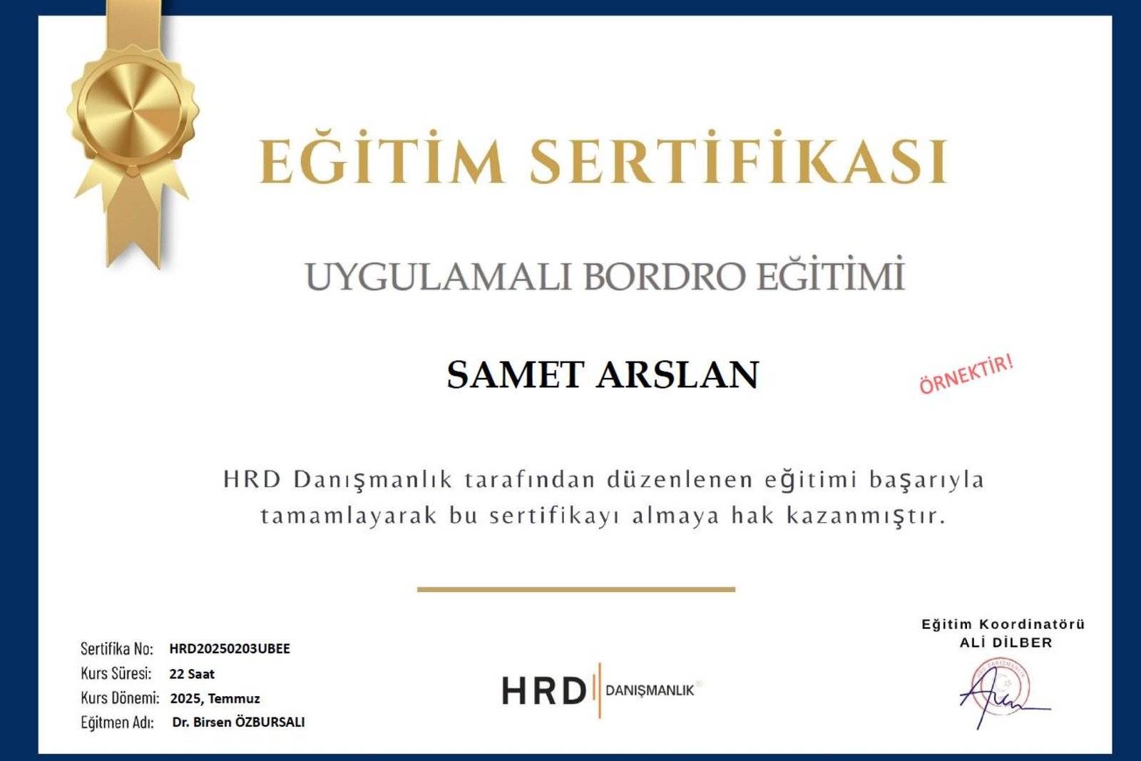 Örnek Sertifika
